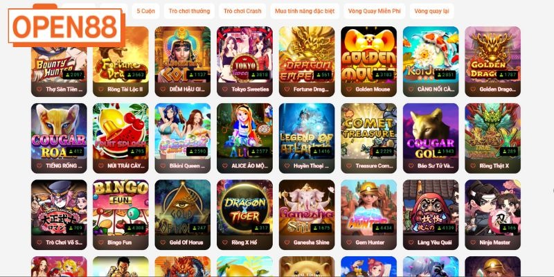 Thế giới game nổ hũ OPEN88 vô cùng phong phú